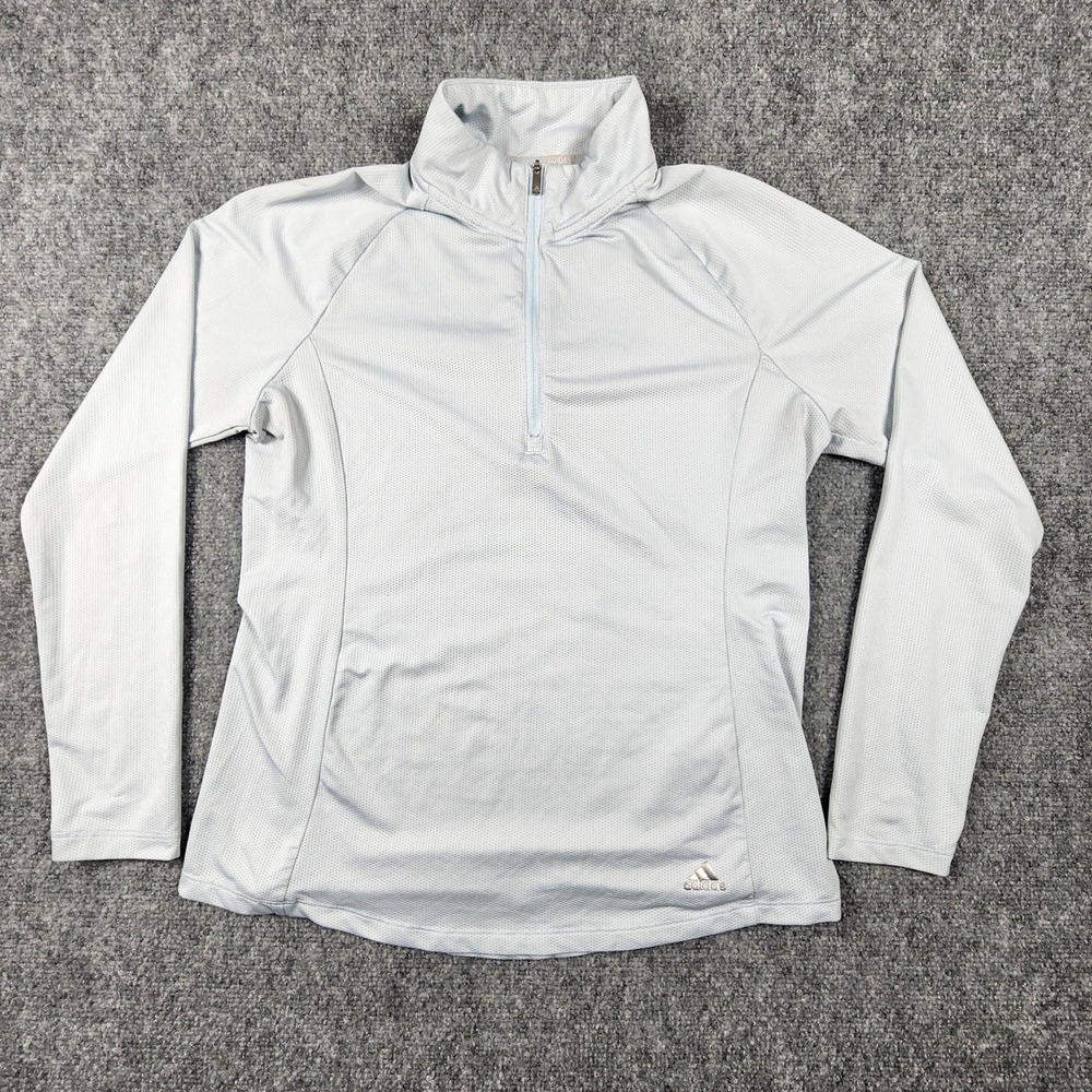 Adidas Golf Womens Medium Light Blue Quarter Zip Pullover Long Sleeve Shirt M